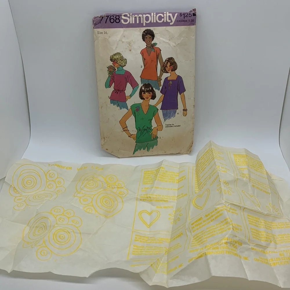 Simplicity Vintage OPEN/CUT Women's Top Completed 7768 Sewing Pattern Size 14